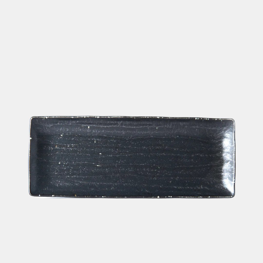 Plate Ibushi Rectangular 26.5cm Black Glaze V637-C7504