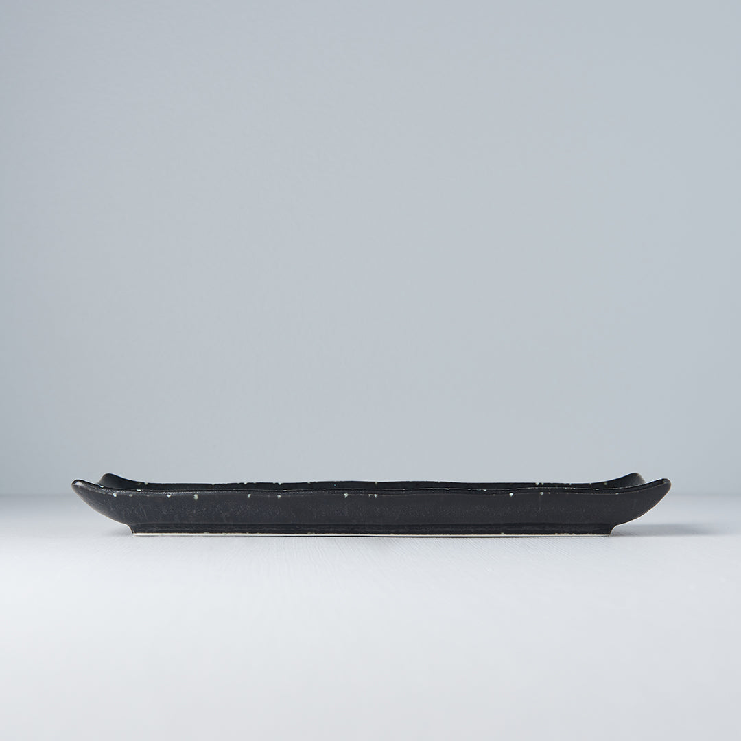 Plate Ibushi Rectangular 26.5cm Black Glaze V637-C7504