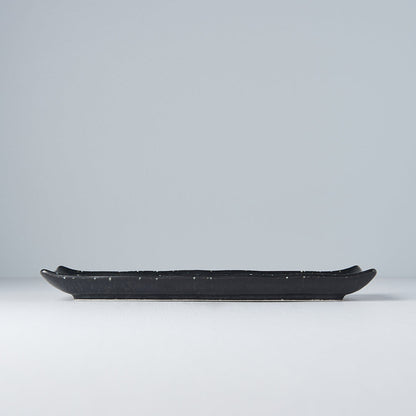 Plate Ibushi Rectangular 26.5cm Black Glaze V637-C7504