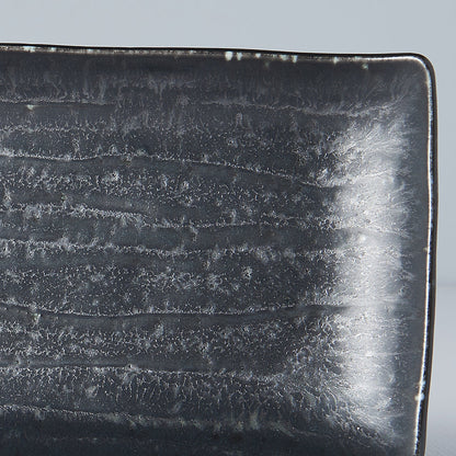 Plate Ibushi Rectangular 26.5cm Black Glaze V637-C7504