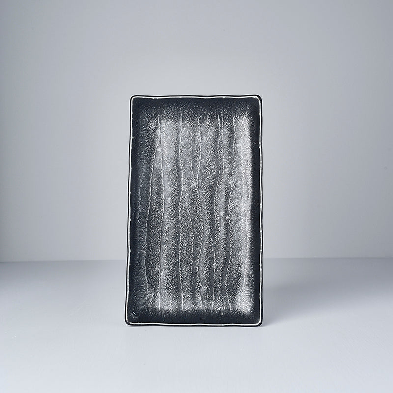 Plate Ibushi Rectangular 22cm Black Glaze V637-C7505