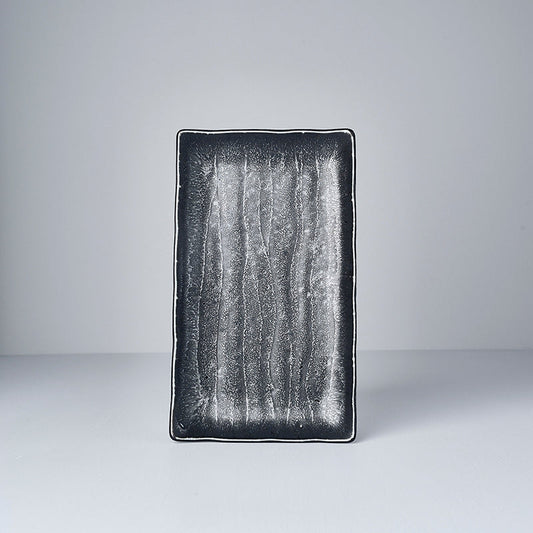 Plate Ibushi Rectangular 22cm Black Glaze V637-C7505
