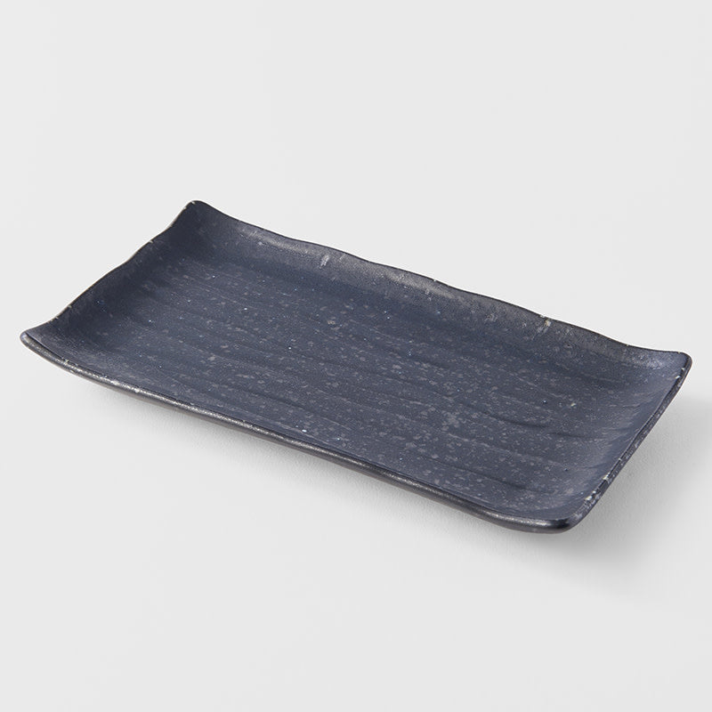 Plate Ibushi Rectangular 22cm Black Glaze V637-C7505