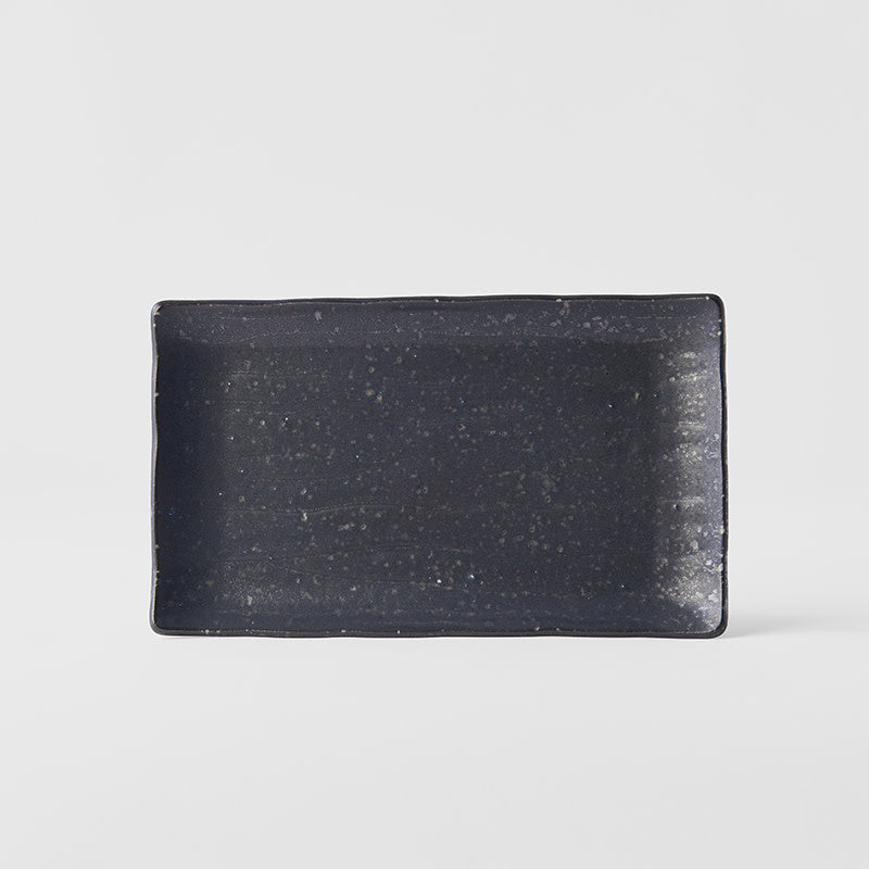 Plate Ibushi Rectangular 22cm Black Glaze V637-C7505