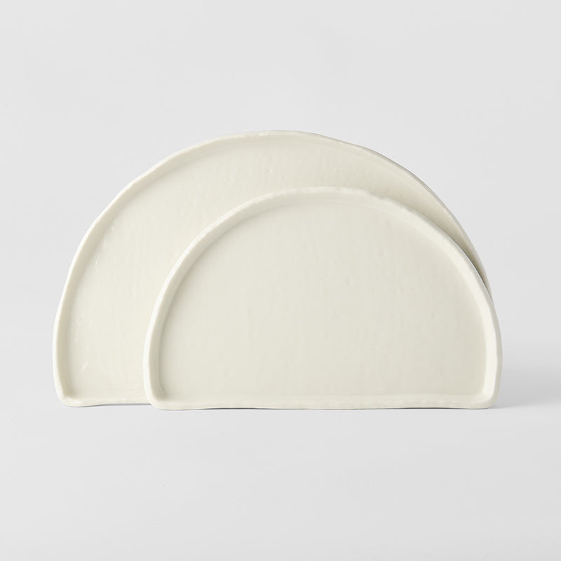 Half Moon Plate 21cm Ivory White Glaze V637-C7626