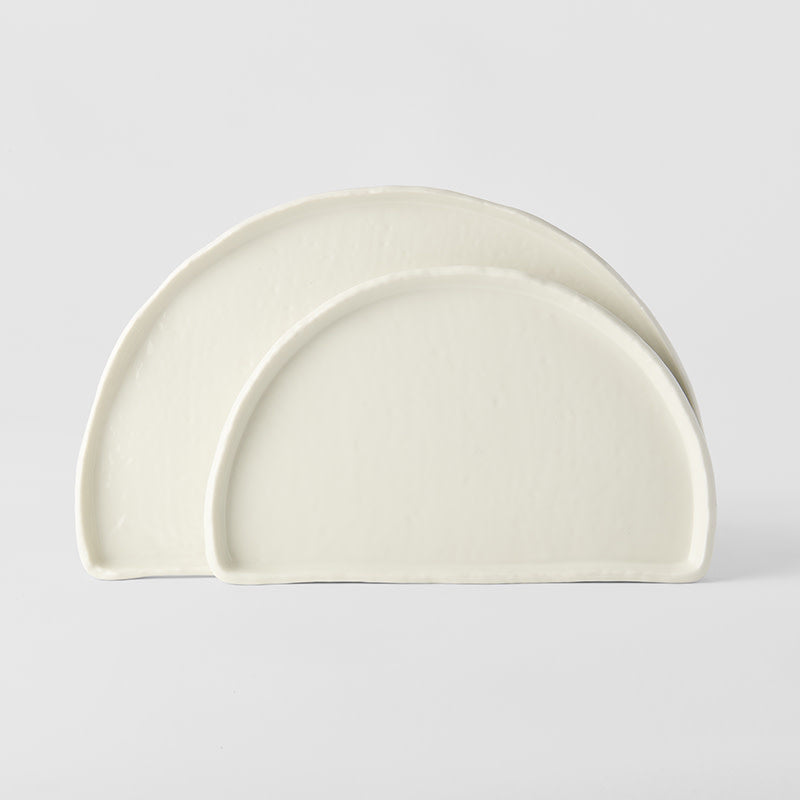 Half Moon Plate 27cm Ivory White Glaze V637-C7627