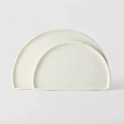 Half Moon Plate 27cm Ivory White Glaze V637-C7627