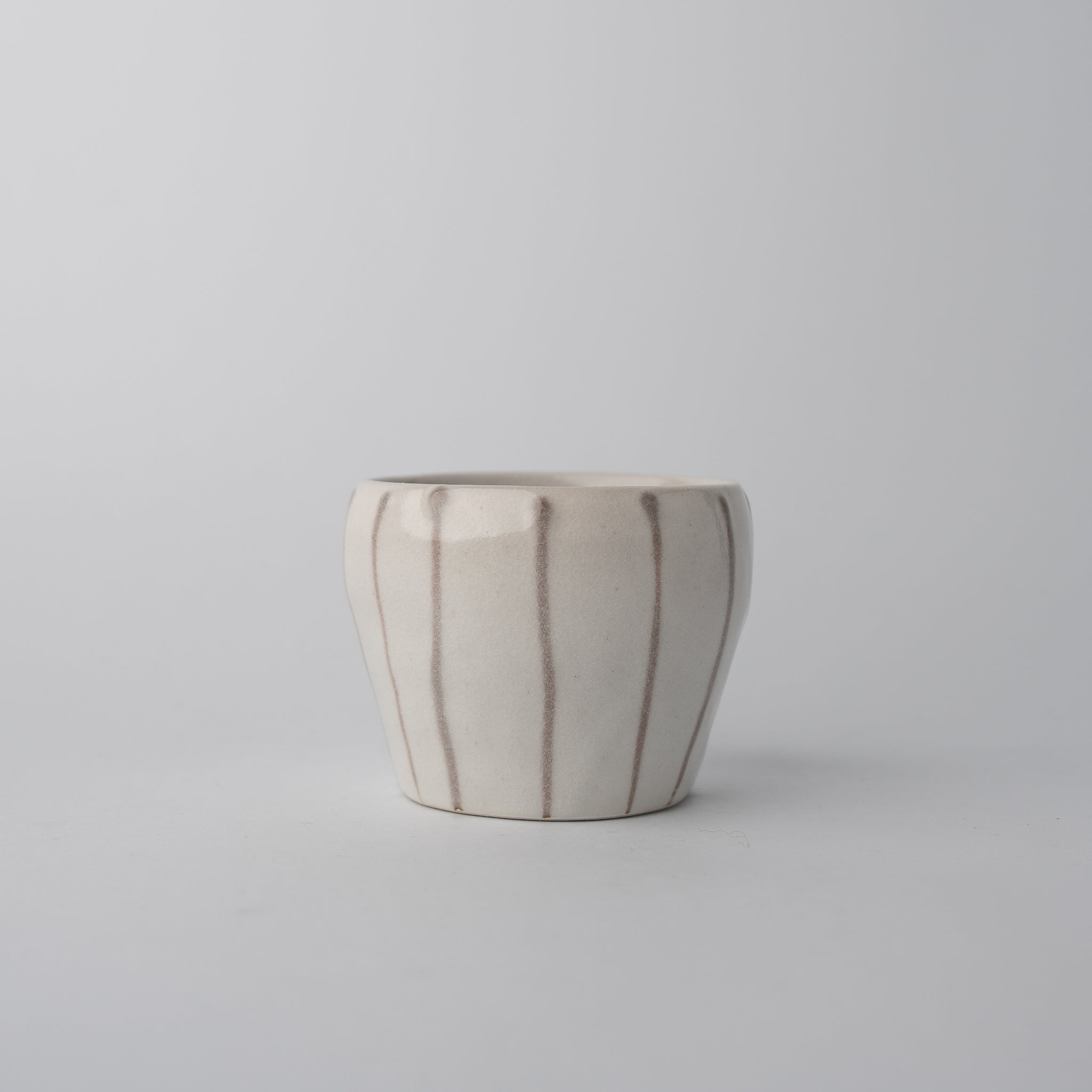 Cup 8cm 160ml Cream Grey Stripe Design V637-C7785