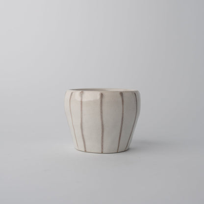 Cup 8cm 160ml Cream Grey Stripe Design V637-C7785