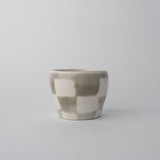 Cup 8cm 160ml Cream Grey Check Design V637-C7787