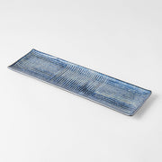 Plate Rectangular 33x10cm Lines Dark Blue Glaze V637-C7849