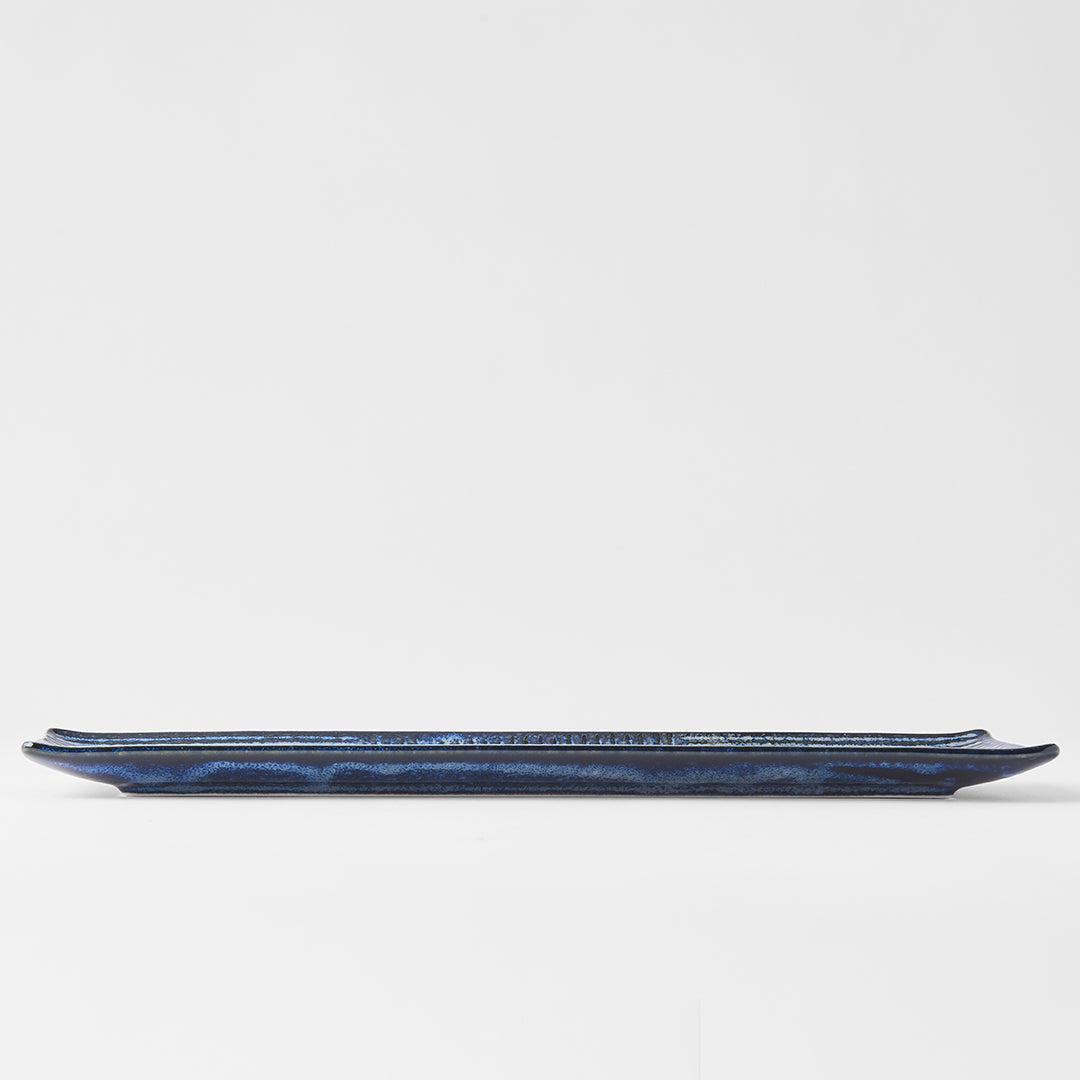 Plate Rectangular 33x10cm Lines Dark Blue Glaze V637-C7849
