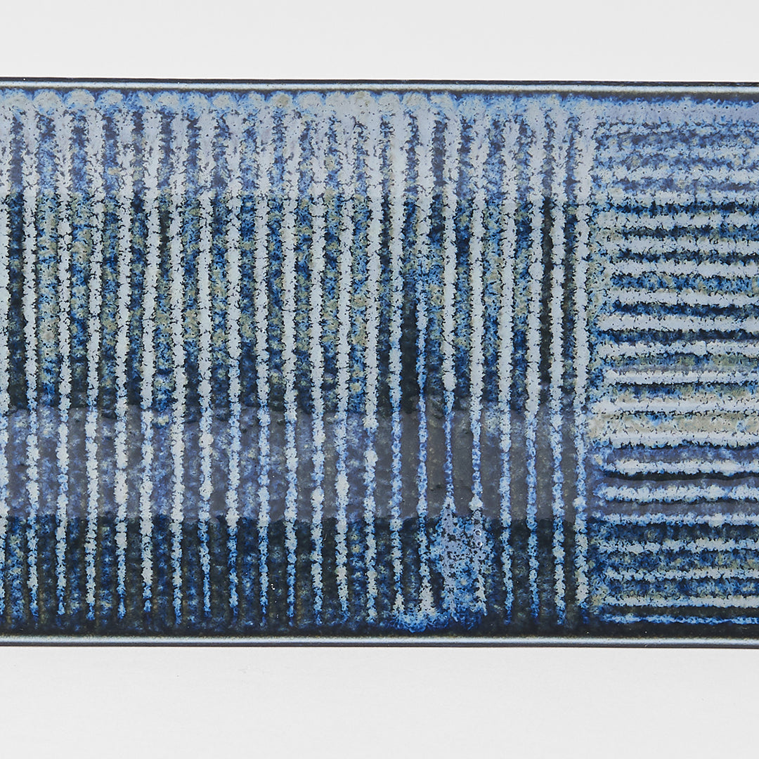 Plate Rectangular 33x10cm Lines Dark Blue Glaze V637-C7849
