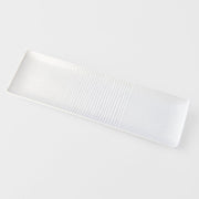 Sashimi Plate 33cm Line Design White Glaze V637-C7851