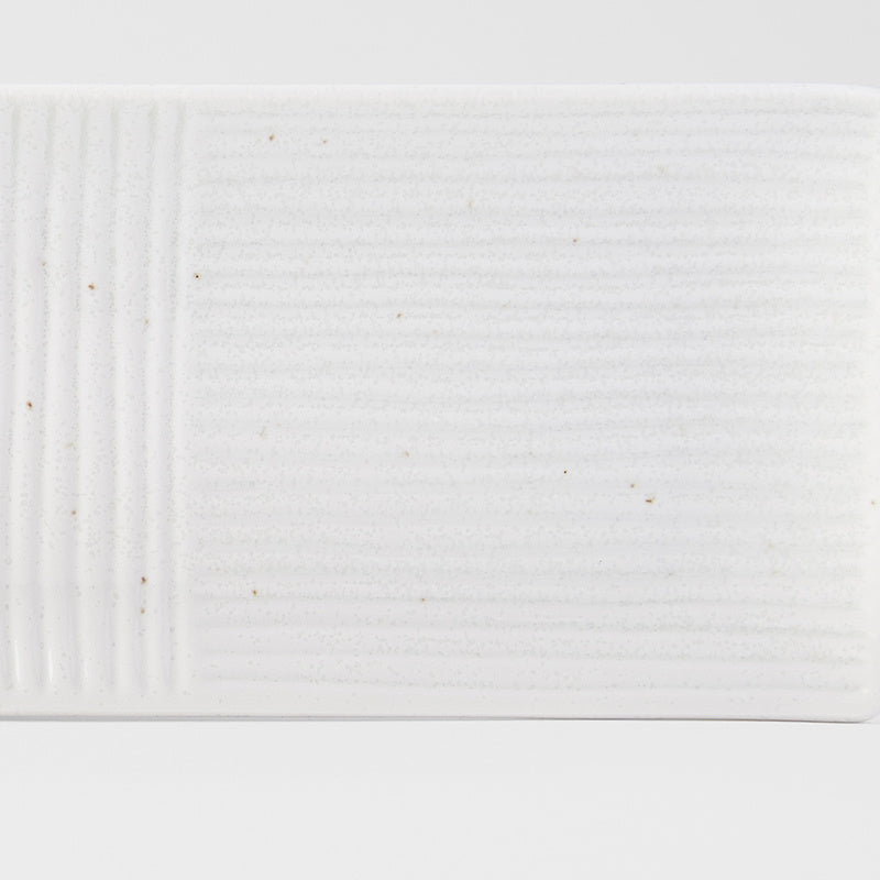 Sashimi Plate 33cm Line Design White Glaze V637-C7851