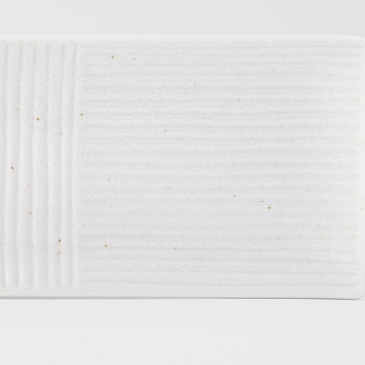 Sashimi Plate 33cm Line Design White Glaze V637-C7851