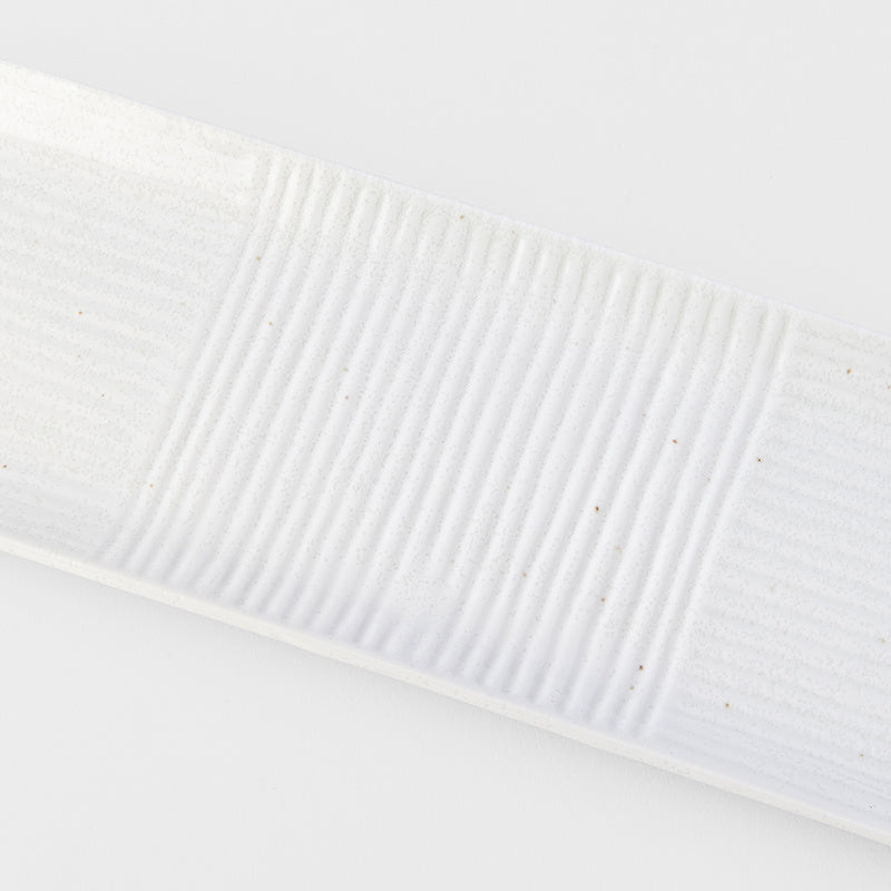 Sashimi Plate 33cm Line Design White Glaze V637-C7851
