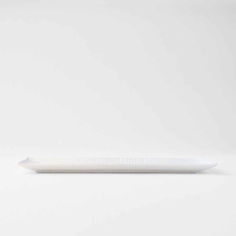 Sashimi Plate 33cm Line Design White Glaze V637-C7851