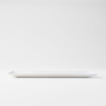 Sashimi Plate 33cm Line Design White Glaze V637-C7851