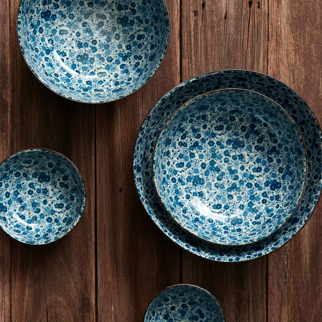 Pasta Bowl 21cm Blue Daisy Glaze V637-C7945