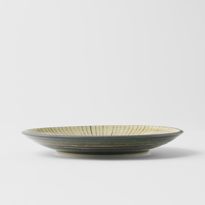 Tapas Plate 17cm Green Converging Line Glaze V637-C8074