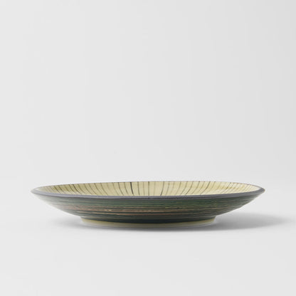 Tapas Plate 17cm Green Converging Line Glaze V637-C8074