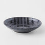 Pasta Bowl Flat 23cm Gloss Black Stripes On Gunmetal Black Glaze V637-C8147