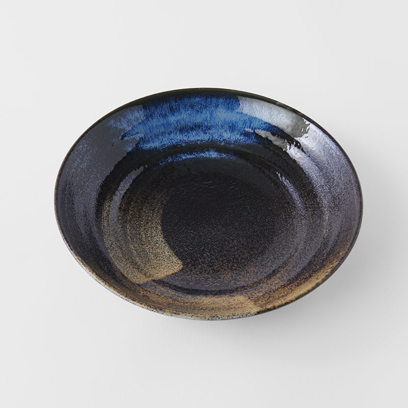 Pasta Bowl Flat 23cm Gold Brushstroke Glaze V637-C8150