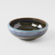 Bowl Thick Edge 17cm Blue Outer Dark Green Inner Glaze V637-C8157