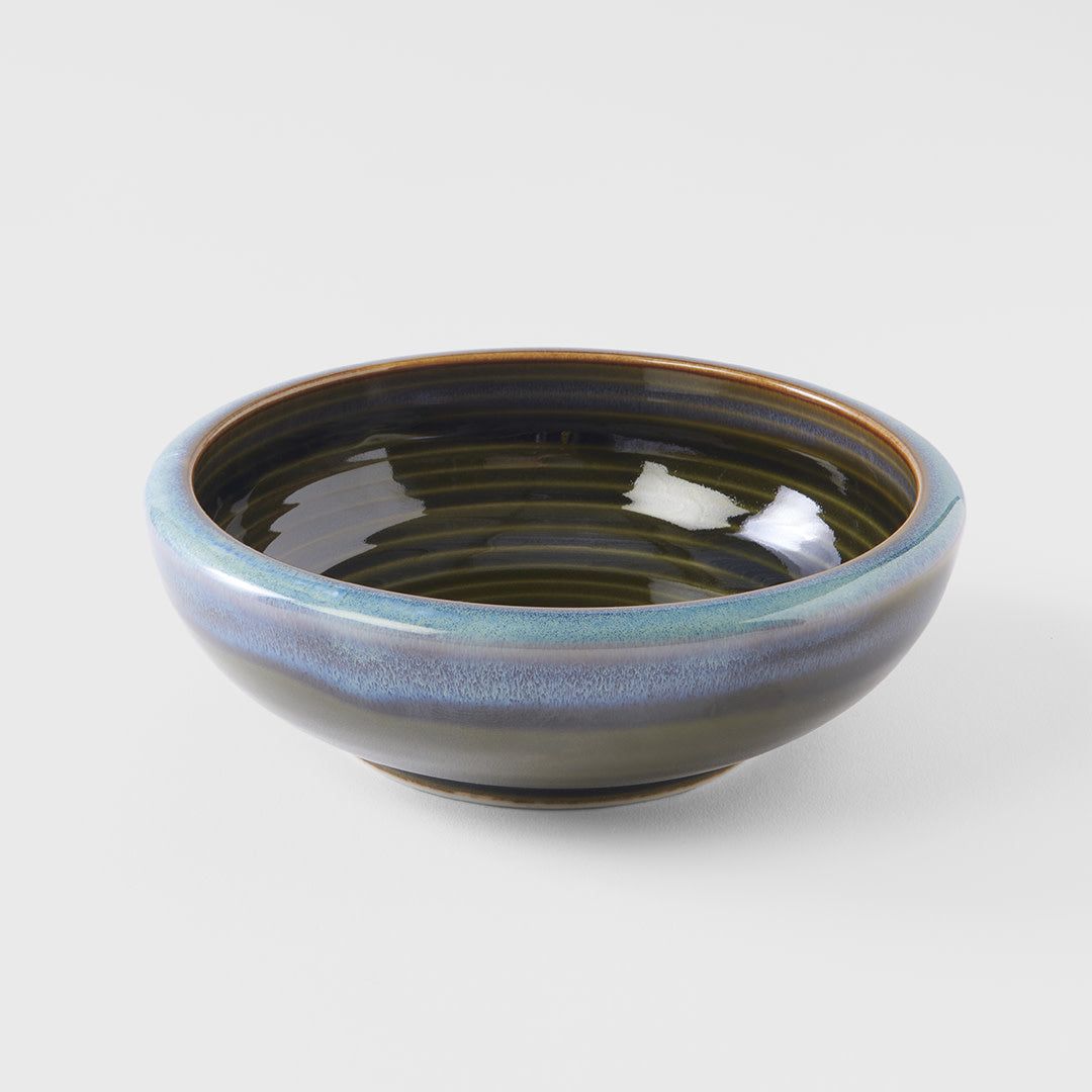 Bowl Thick Edge 17cm Blue Outer Dark Green Inner Glaze V637-C8157