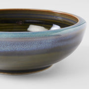 Bowl Thick Edge 17cm Blue Outer Dark Green Inner Glaze V637-C8157