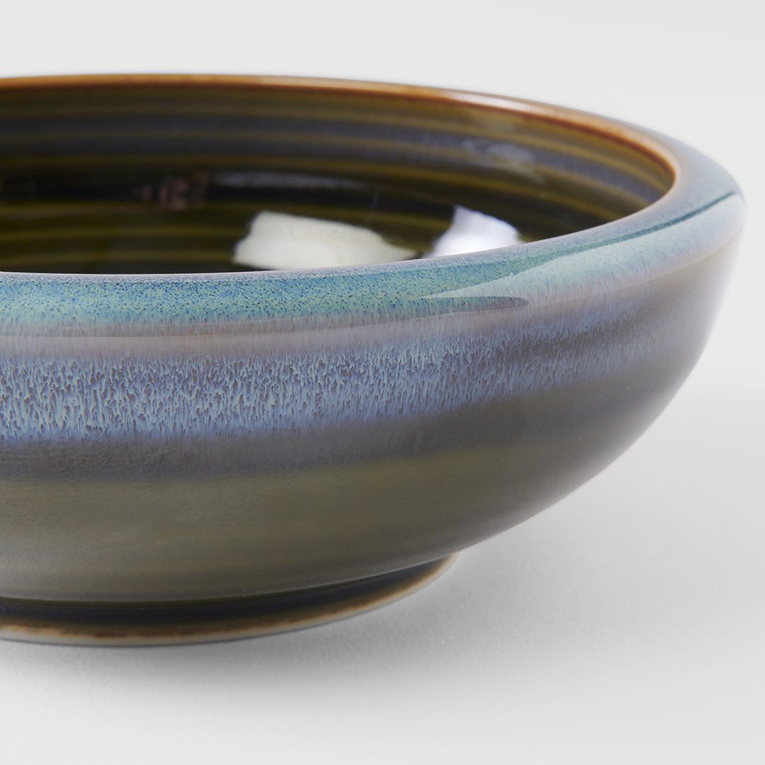 Bowl Thick Edge 17cm Blue Outer Dark Green Inner Glaze V637-C8157