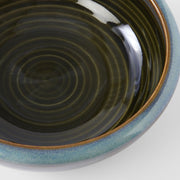 Bowl Thick Edge 17cm Blue Outer Dark Green Inner Glaze V637-C8157