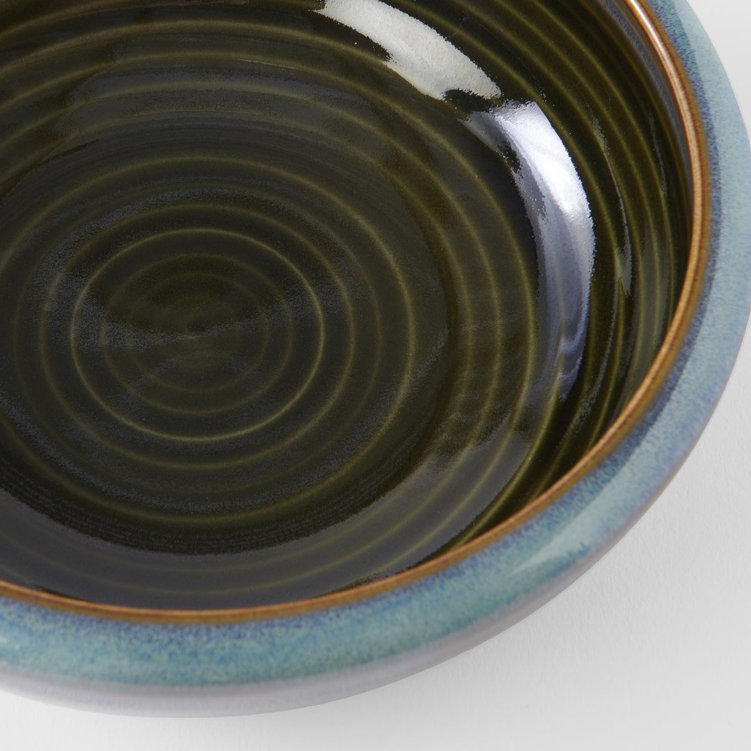 Bowl Thick Edge 17cm Blue Outer Dark Green Inner Glaze V637-C8157