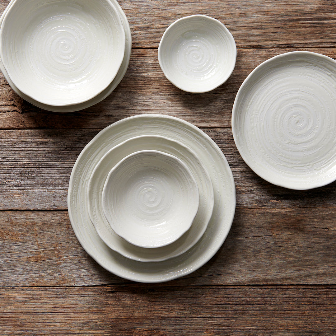 Bowl 13.5cm White Spiral Glaze V637-C8170