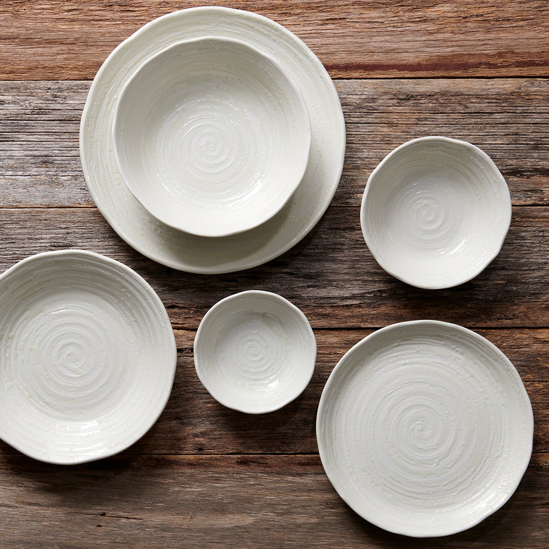 Bowl 23.5cm White Spiral Glaze V637-C8174