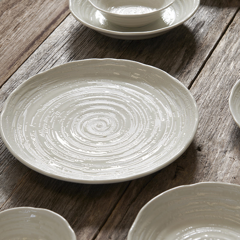 Dinner Plate 24.5cm White Spiral Glaze V637-C8177
