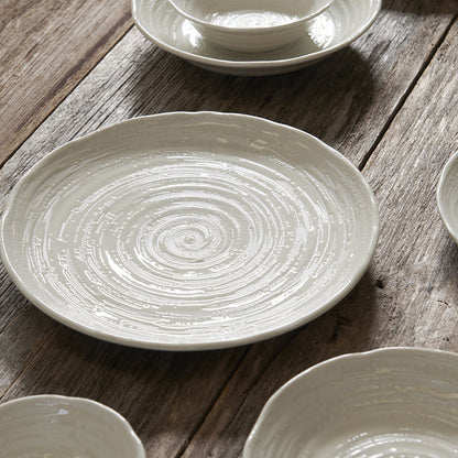 Dinner Plate 24.5cm White Spiral Glaze V637-C8177