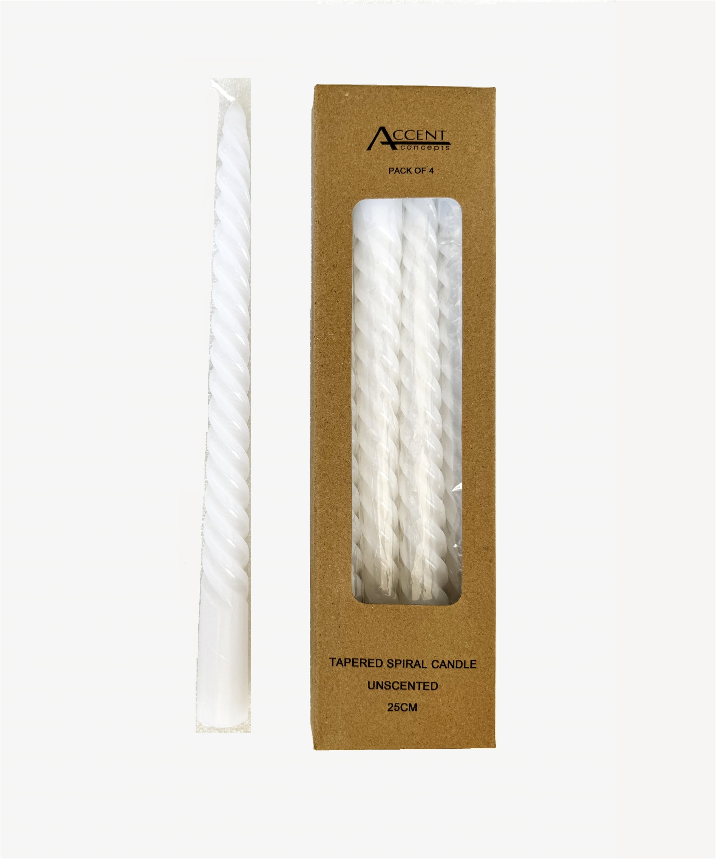 bulk 96 Spiral Dinner Candle White 25cm V637-CDS33975