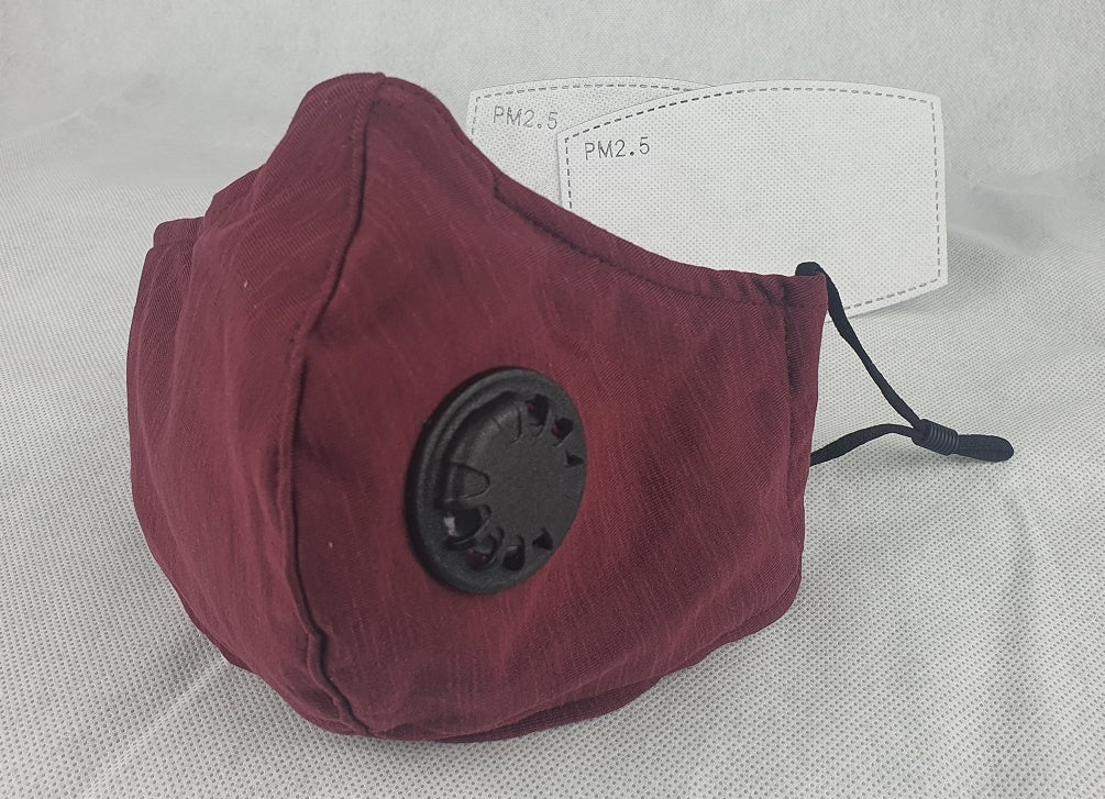 Face Mask Reusable Cotton Cloth Fabric Perfect Fit Adjustable Burgundy V637-COTMBURG