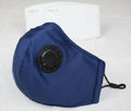 Reusable Cotton Cloth Face Mask w 2 PM2.5 Filters Adjustable w Breathing Valve 3Ply Blue V637-COTMNB