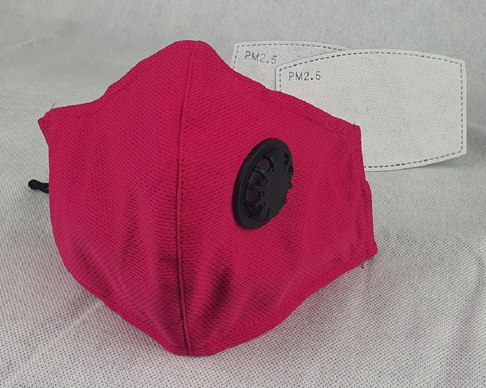 Face Mask Reusable Cotton Cloth Fabric w 2 Pm2.5 Perfect Fit Adjustable Pink V637-COTMP