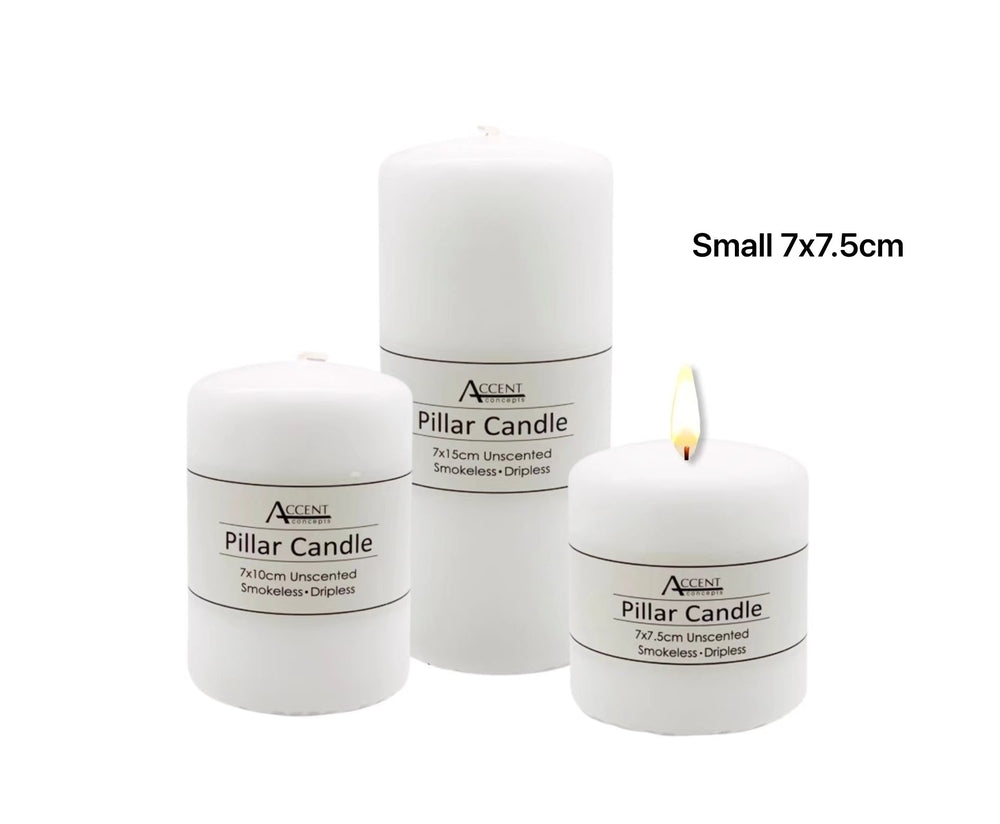 bulk 48 Unscented White Pillar Candle 7cm V637-CPU22635