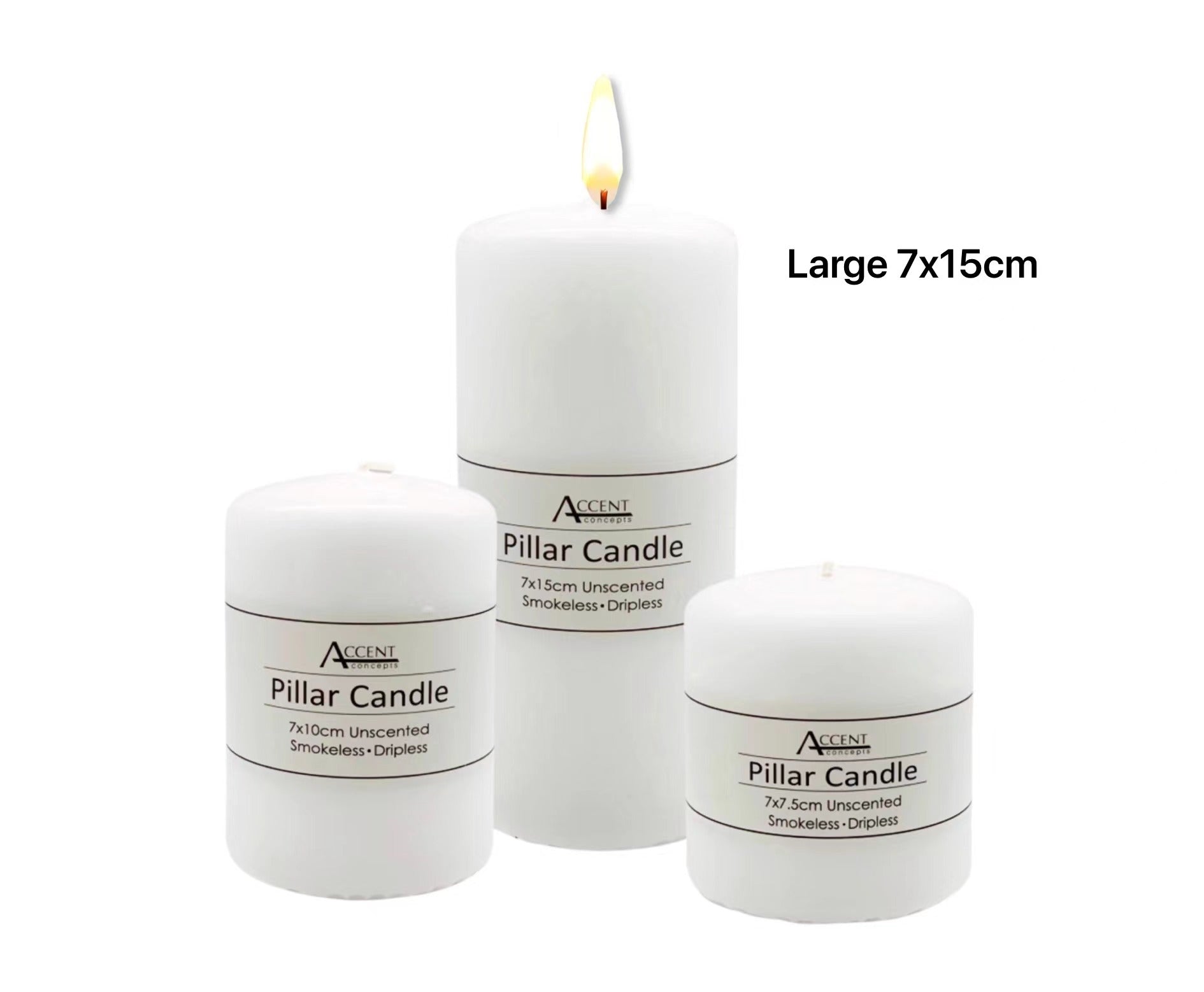 bulk 24 Unscented White Pillar Candle 7x15cm V637-CPU22637