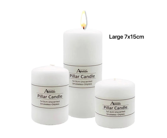 bulk 24 Unscented White Pillar Candle 7x15cm V637-CPU22637