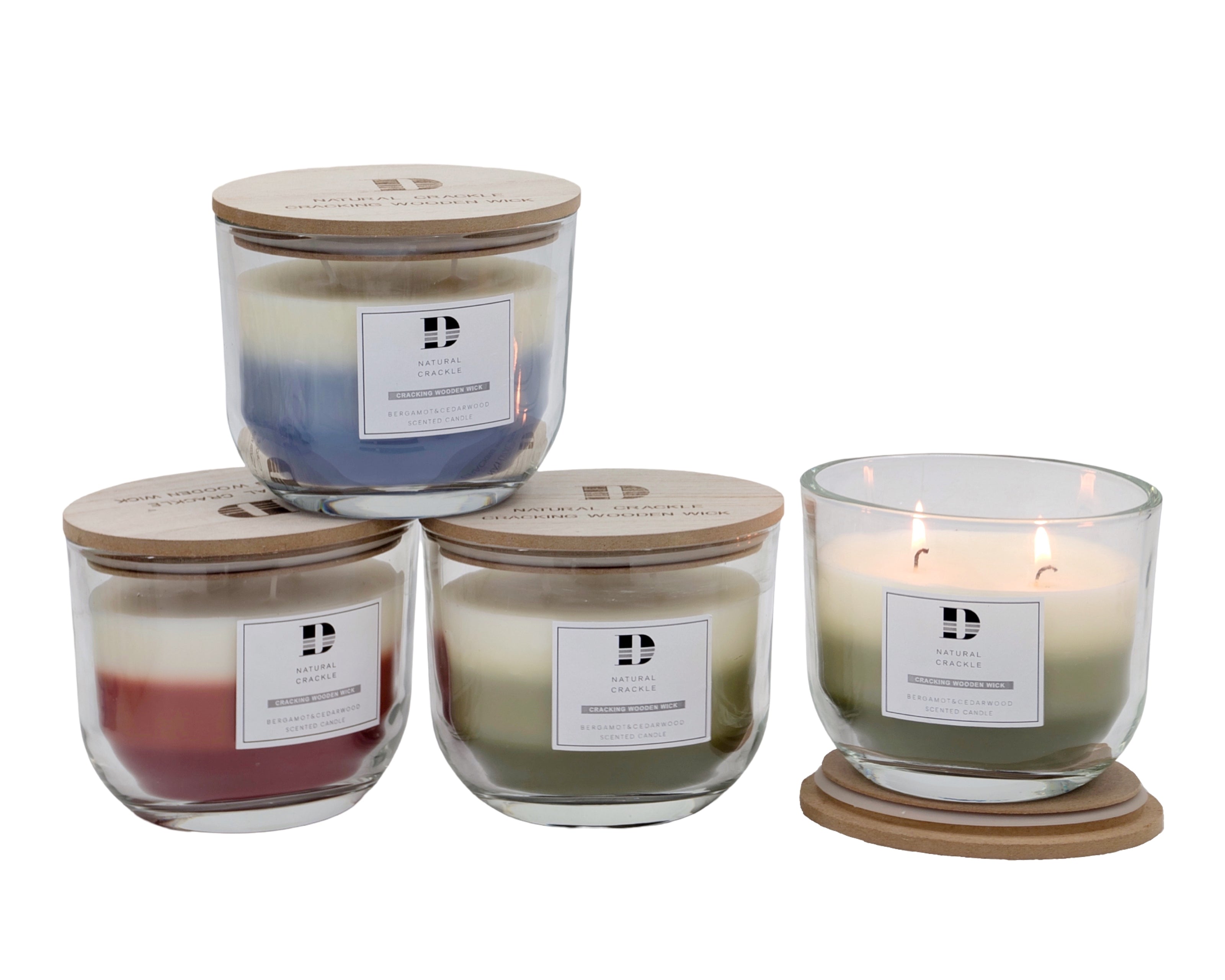 bulk 12 3 Layer Glass Jar Candle W Lid Assort 12cm V637-CPU37136