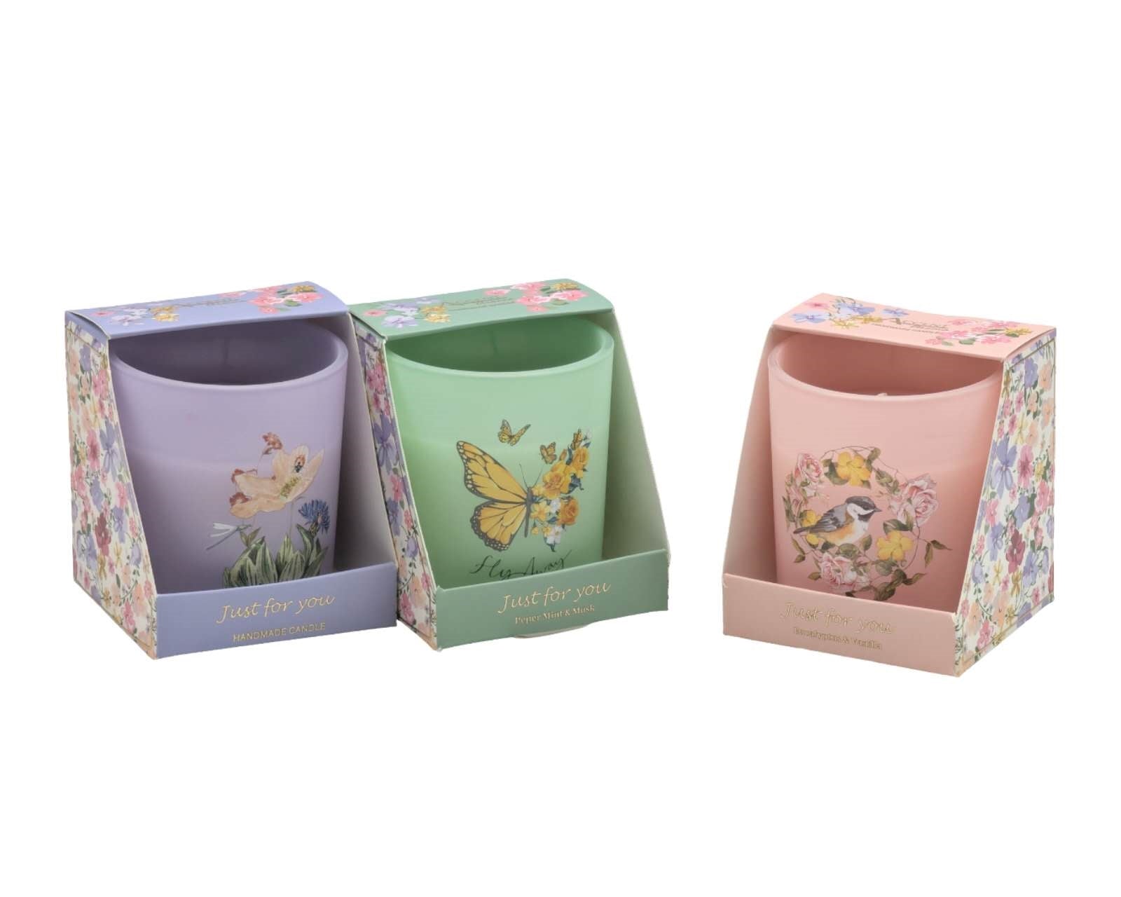 bulk 12 Floral Scented Gift Candle 8cm V637-CPU38960