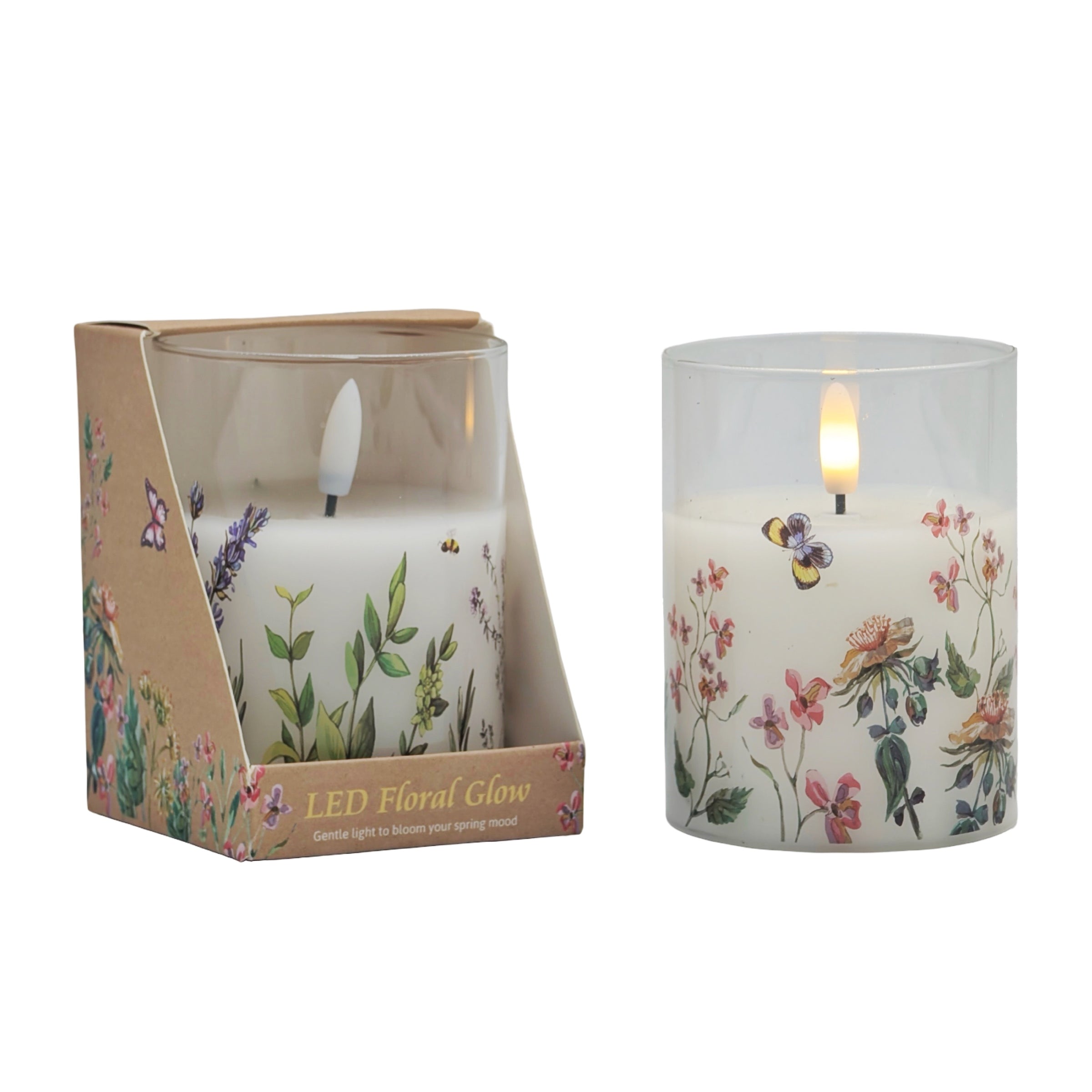 bulk 12 Floral Glow Led Candle Gift Box 10cm V637-CPU38961