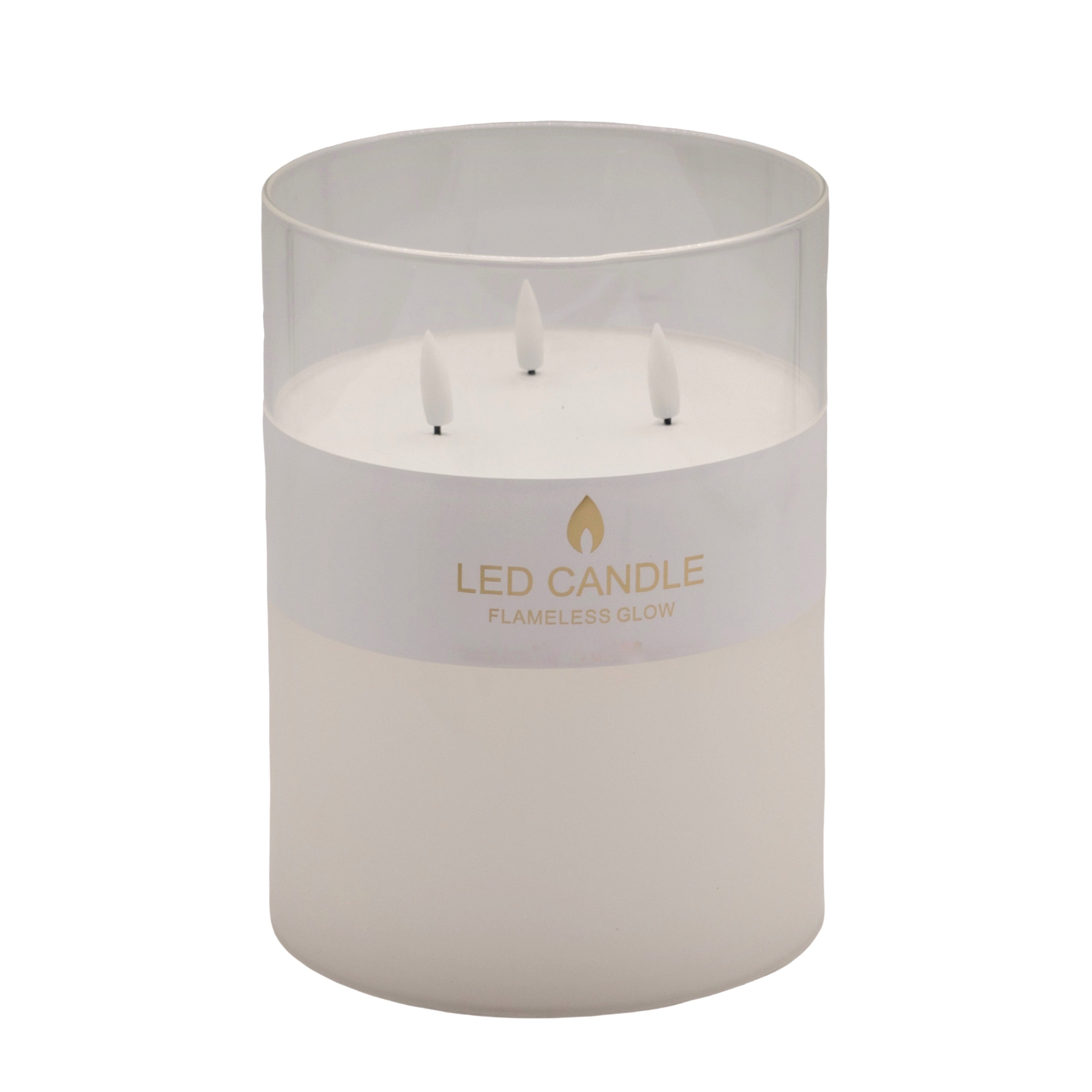 bulk 4 Glass Tube Led Candle 3 Wick 20cm V637-CPU40134