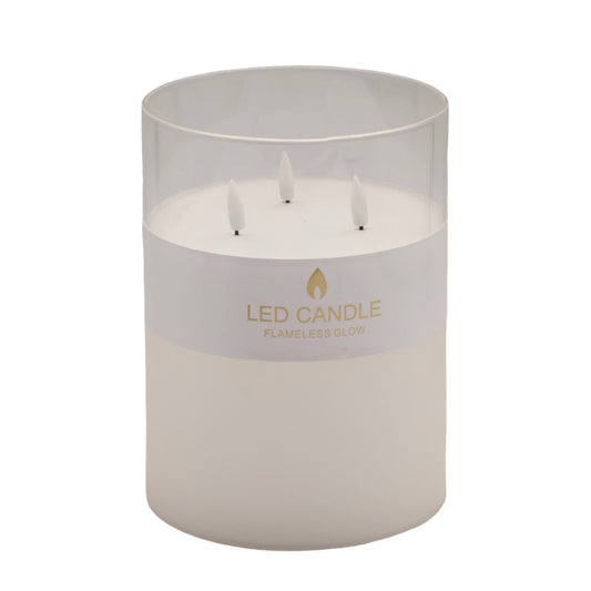 bulk 4 Glass Tube Led Candle 3 Wick 20cm V637-CPU40134